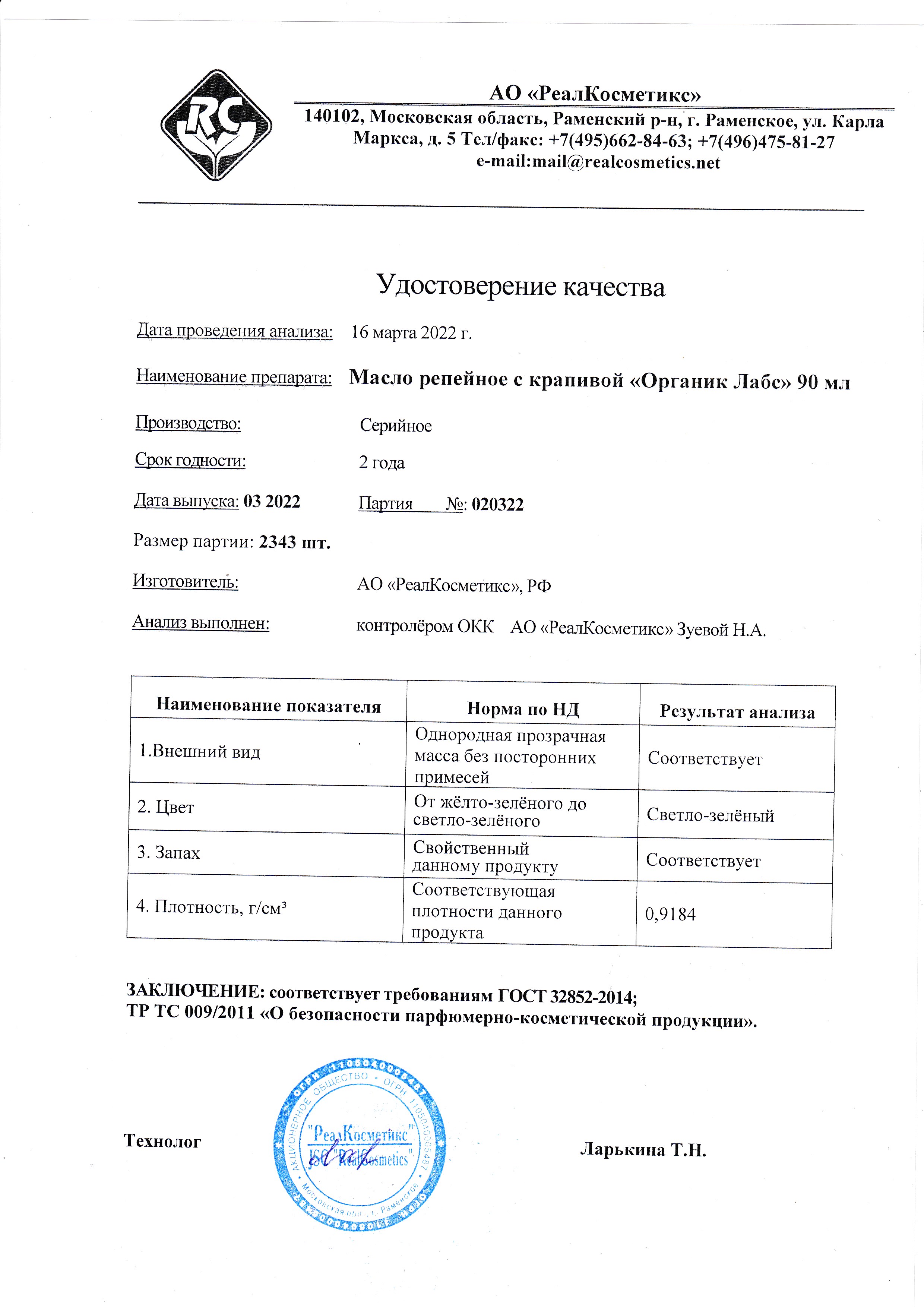 Паспорт №032022